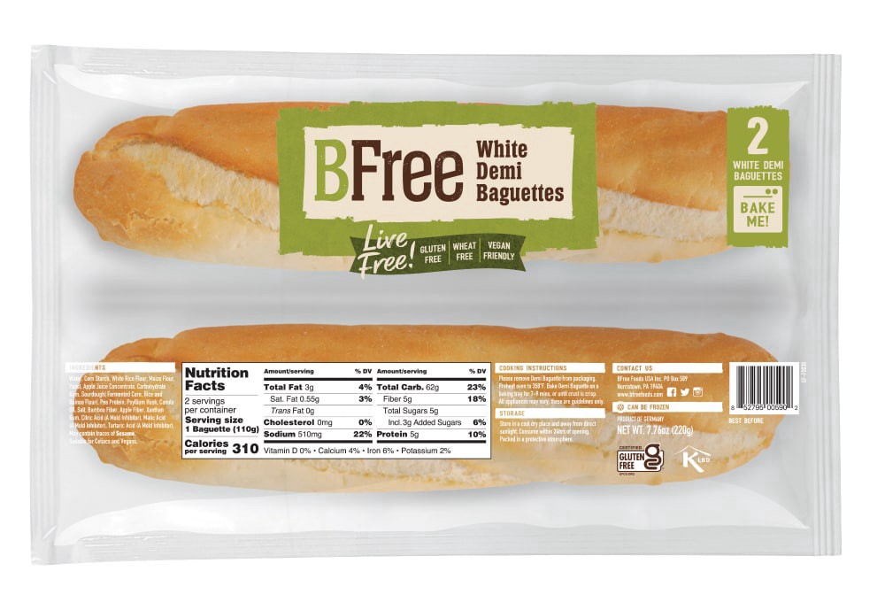 slide 1 of 3, BFree White Demi Baguettes, 2 ct / 7.76 oz, 7.76 oz