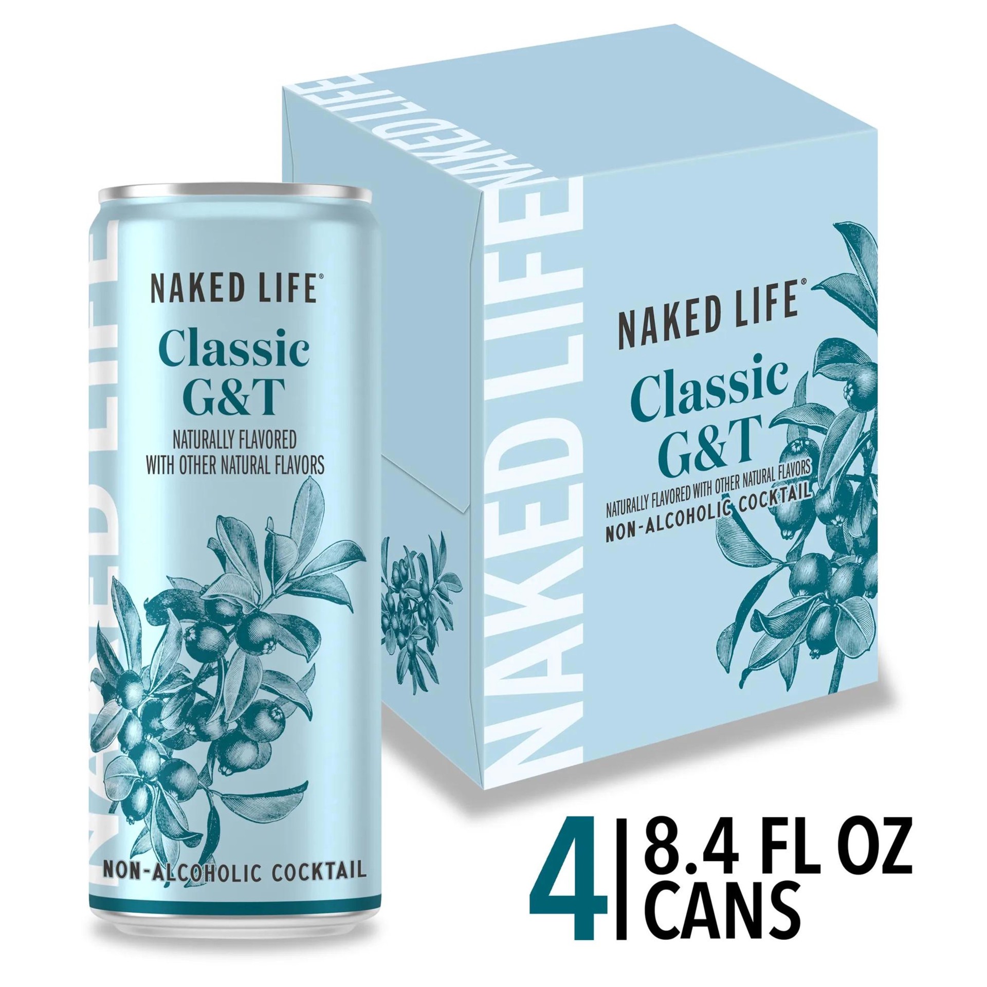 slide 1 of 5, Naked Life Classic G&T Non-Alcoholic Drinks - 4 Pack - 8.4 fl oz Cans, 4 ct; 8.4 oz