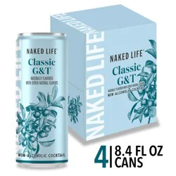 Naked Life Classic G&T Non-Alcoholic Drinks - 4 Pack - 8.4 fl oz Cans