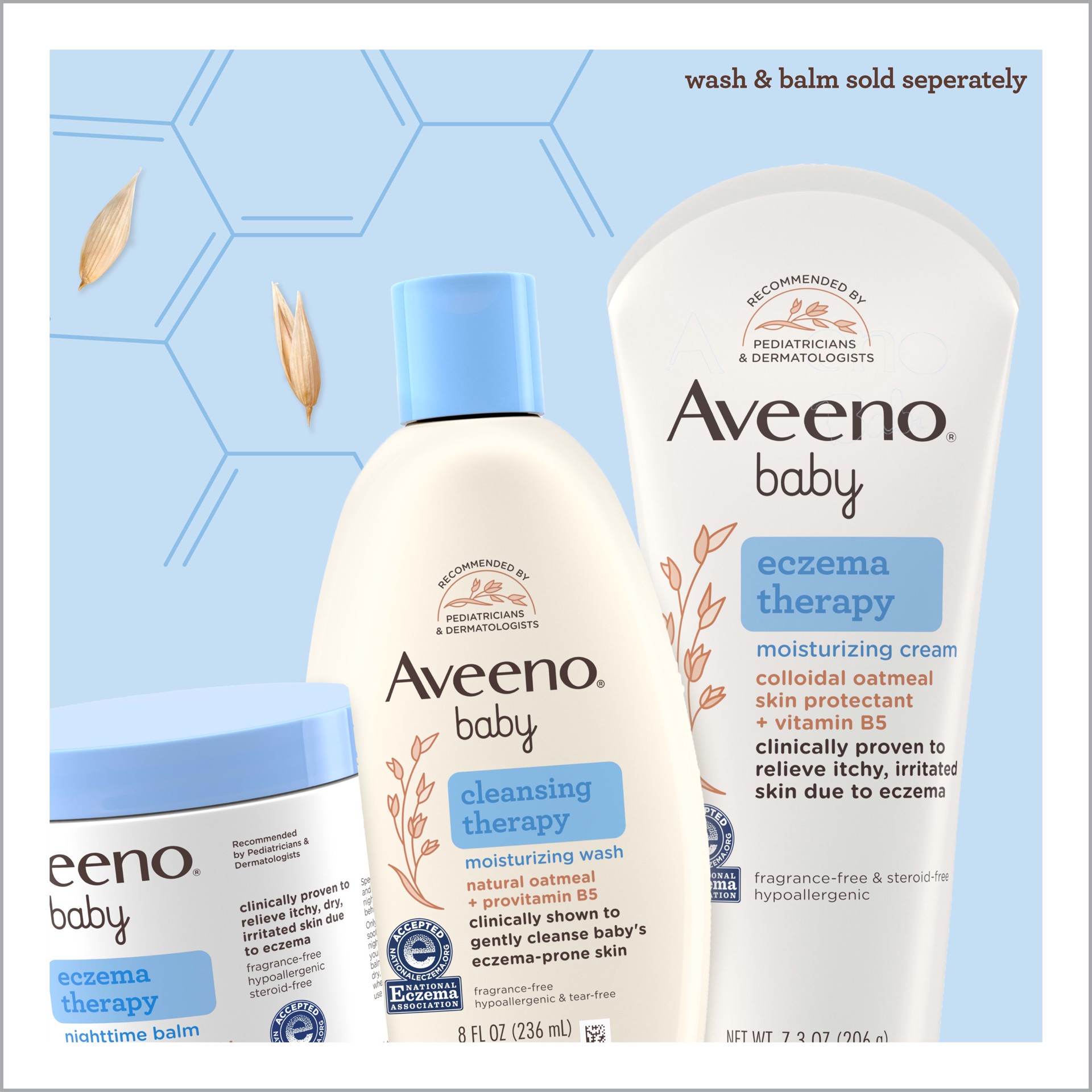 slide 5 of 10, Aveeno Eczema Therapy Moisturizing Cream, Natural Colloidal Oatmeal & Vitamin B5, Baby Eczema Cream for Dry, Itchy, Irritated Skin Due to Eczema, Paraben- & Steroid-Free, 5 fl. oz, 5 oz