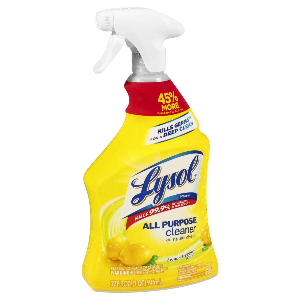 slide 6 of 9, Lysol Lemon Breeze All Purpose Cleaner Spray, 32 fl oz