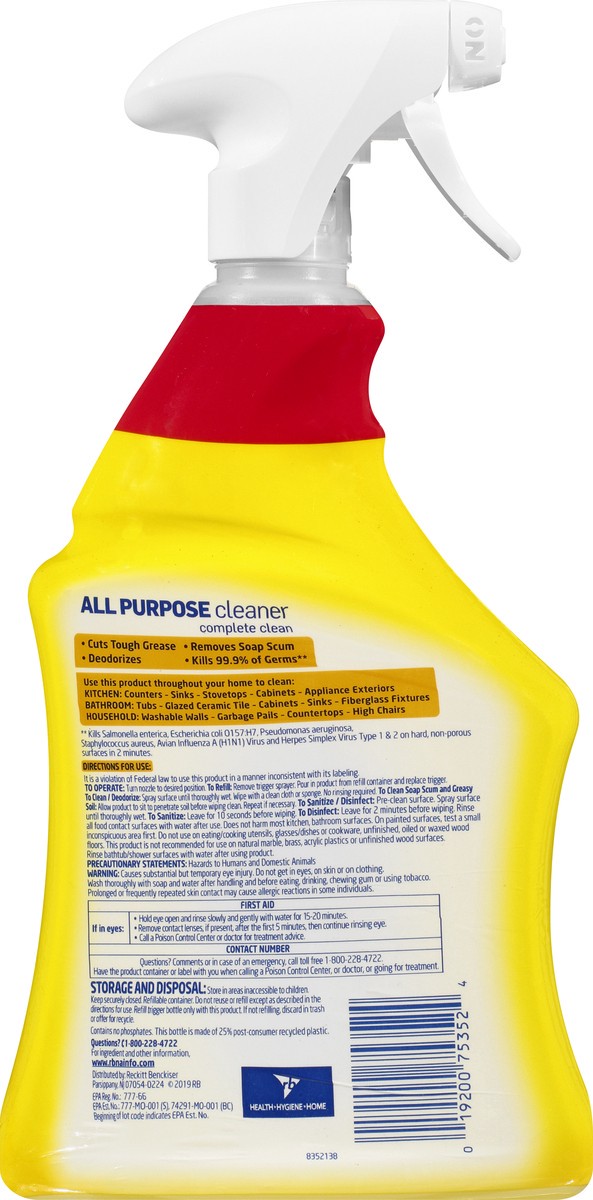 slide 2 of 9, Lysol Lemon Breeze All Purpose Cleaner Spray, 32 fl oz