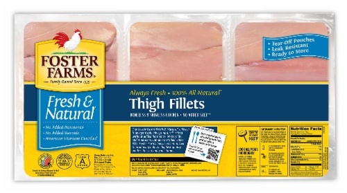 slide 1 of 1, Foster Farms Fresh & Natural Chicken Thigh Fillets Boneless & Skinless (10-12 Per Pack), per lb