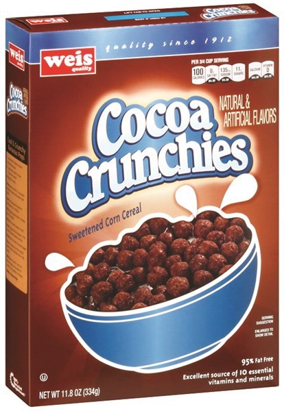 slide 1 of 1, Weis Quality Cocoa Crunchies Cereal, 11.8 oz