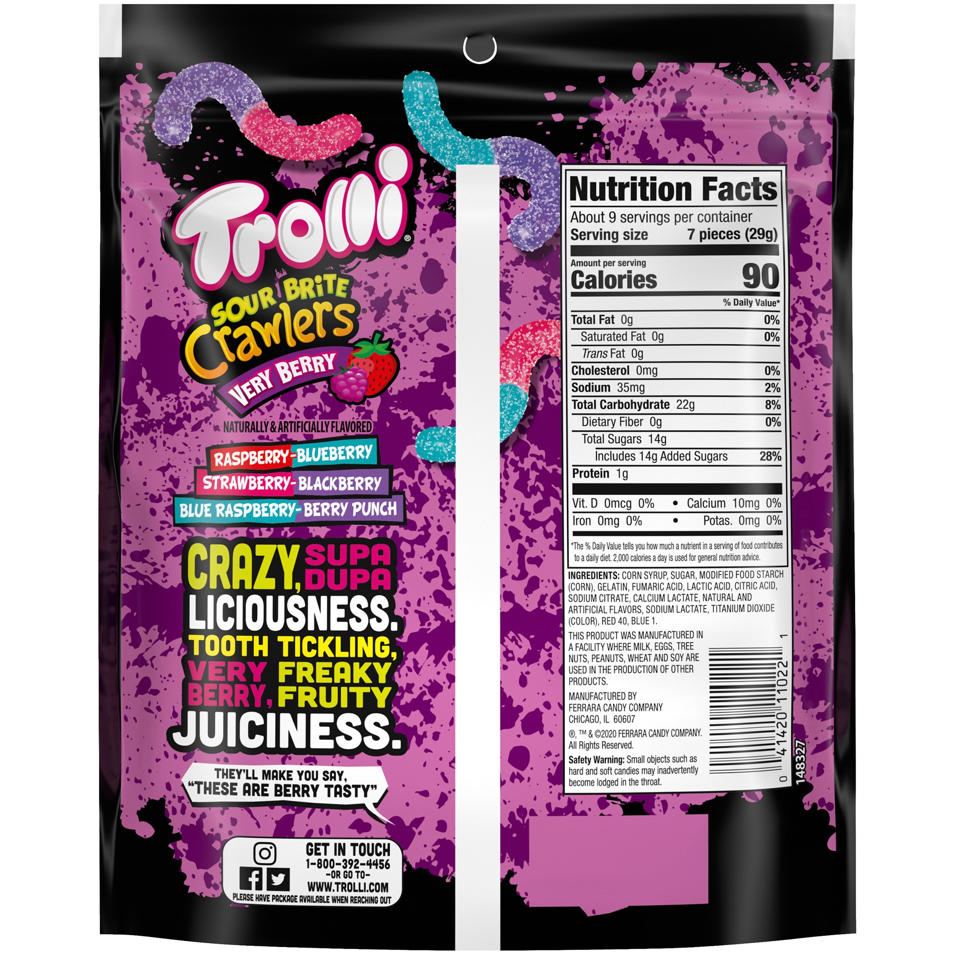 slide 2 of 5, Trolli Sour Brite Crawlers Very Berry Gummi Candy 9 oz, 9 oz