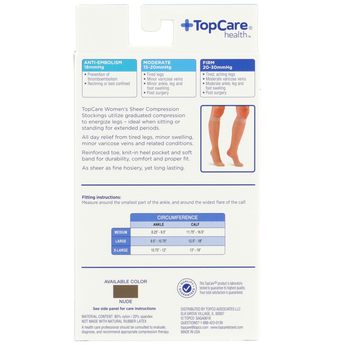 slide 4 of 8, TopCare Topcare Health Women Medium Sheer Compression Stockings Knee High, Nude, 1 pair