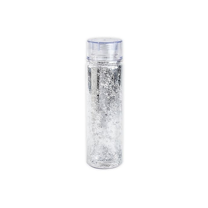 slide 1 of 1, Manna Organics Glitter Water Bottle with Lid - Silver, 20 oz