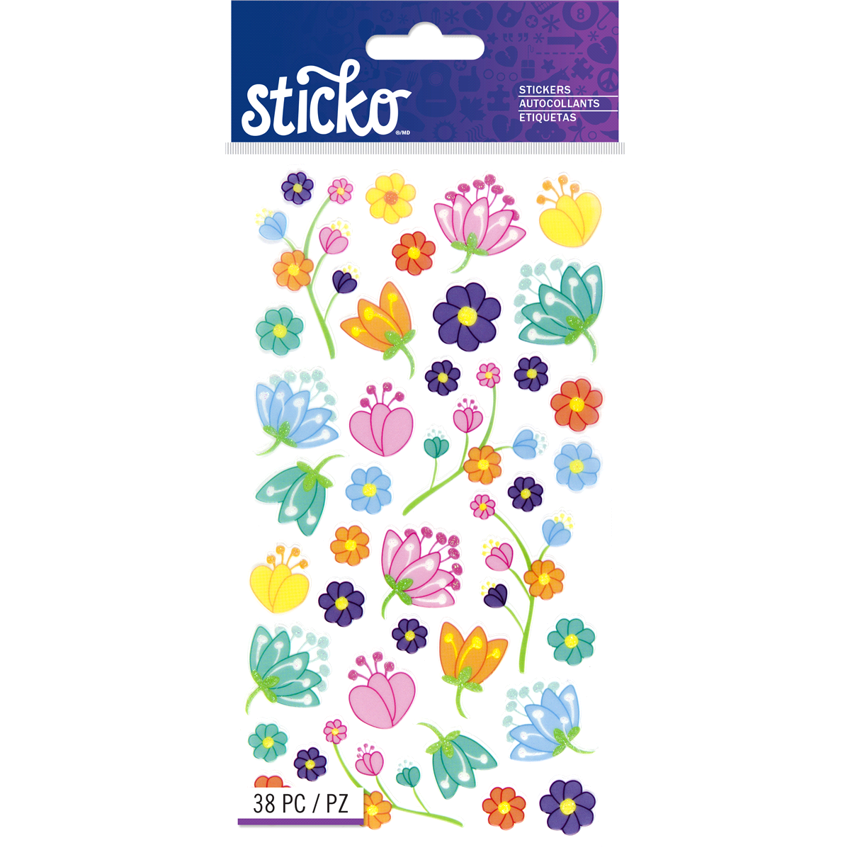 slide 1 of 1, Sticko Stickers Floral Jubilee, 38 ct