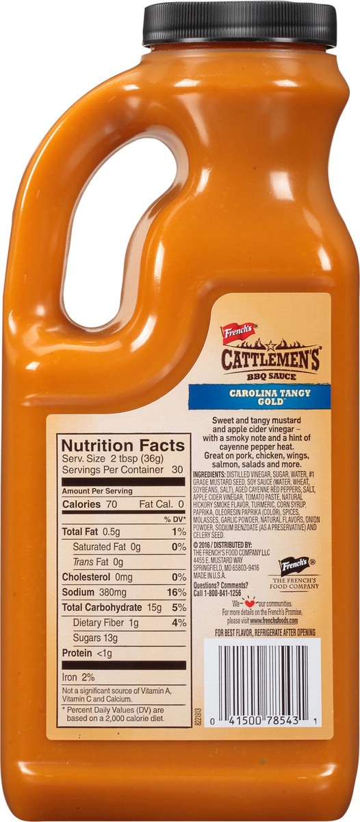 slide 5 of 9, Cattlemen's Carolina Tangy Gold BBQ Sauce, 38 oz, 38 oz