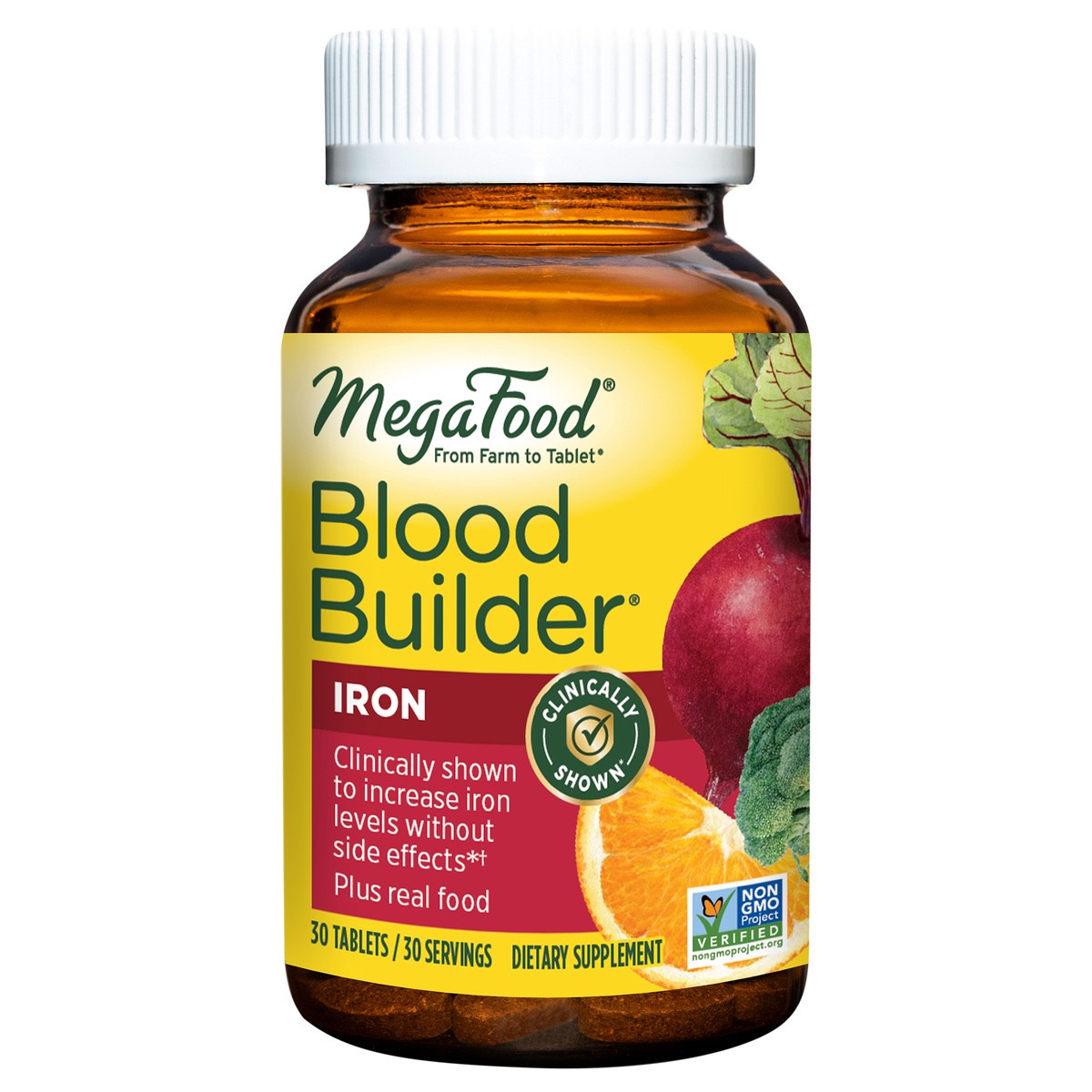 slide 3 of 7, MegaFood Blood Builder Iron Supplement, 30 Count, 30 ct