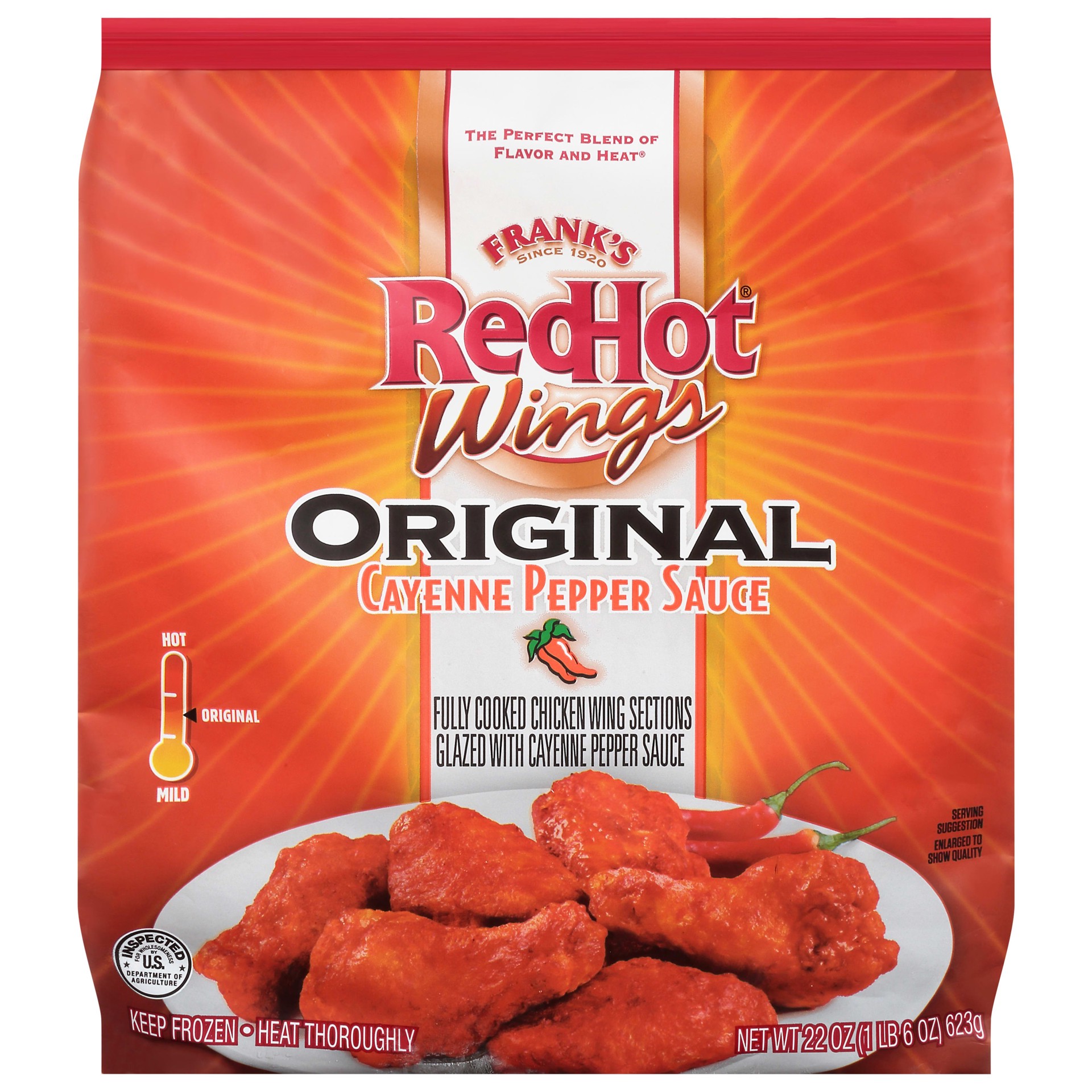 slide 1 of 8, Frank's RedHot  Frozen Chicken Wings - Original, 22 oz