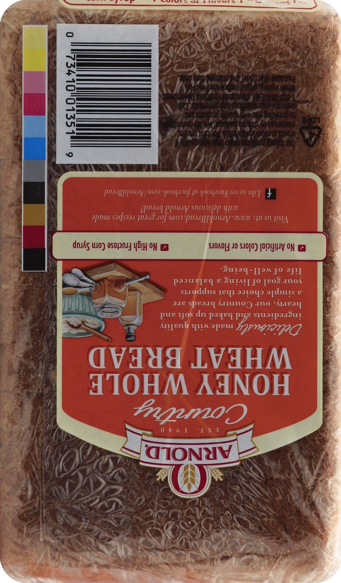 slide 2 of 5, Arnold Country Honey Whole Wheat Bread, 24 oz