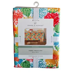 Room & Retreat Seasonal Peoria Floral Printed Oblong Tablecloth, 60 In X 102 In