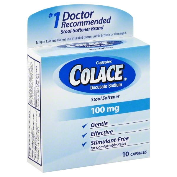 slide 1 of 1, Colace Stool Softener 100Mg Capsules, 10 ct