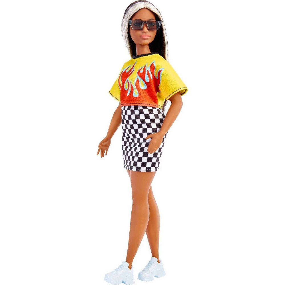 slide 4 of 5, Barbie Fashionistas Doll, Curvy, Long Hair With Crop Top, Skirt, Sneakers & Sunglasses, 1 ct