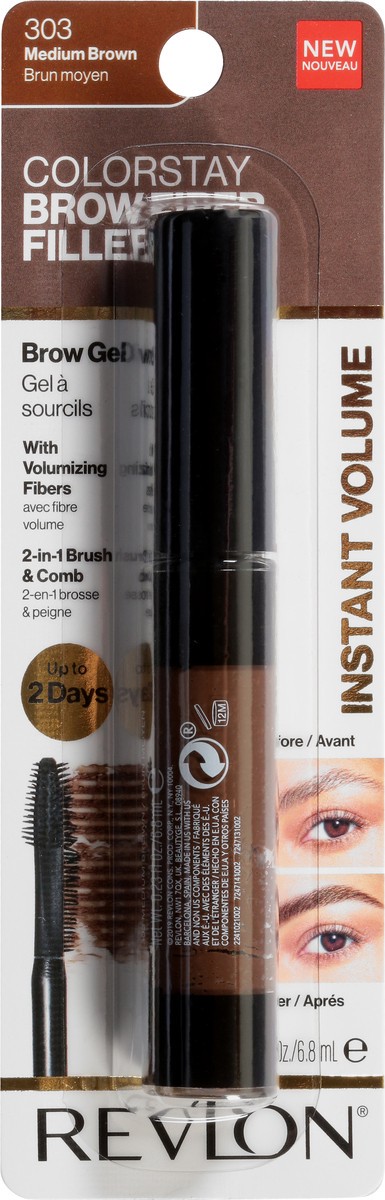 slide 2 of 9, Revlon ColorStay Medium Brown 303 Brow Fiber Filler 0.23 oz, 0.23 oz