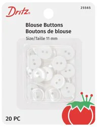 Dritz Sew-On White Blouse Buttons - 11 mm, 20 pc