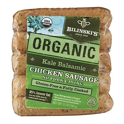 slide 1 of 1, Bilinski’s Kale White Bean Chicken Sausage, 12 oz