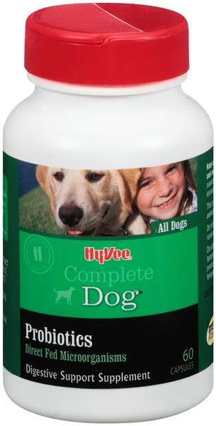 slide 1 of 1, Hy-Vee Complete Dog Probiotics Digestive Support Supplement Capsules, 60 ct