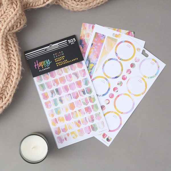 slide 3 of 5, Happy Planner Bright & Brushy Sticker Sheets, Pack Of 10 Sheets, 10 ct