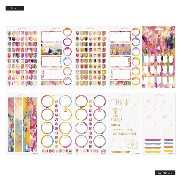 slide 4 of 5, Happy Planner Bright & Brushy Sticker Sheets, Pack Of 10 Sheets, 10 ct