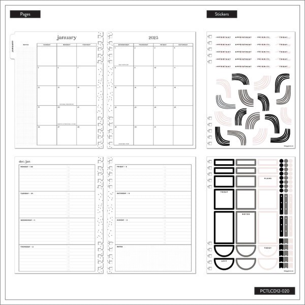 slide 7 of 10, 2025 Happy Planner Monthly/Weekly Classic Custom Planner, 7"" X 9-1/4"", Modern Texture, January 2025 To December 2025, Pctlcd12-020, 1 ct