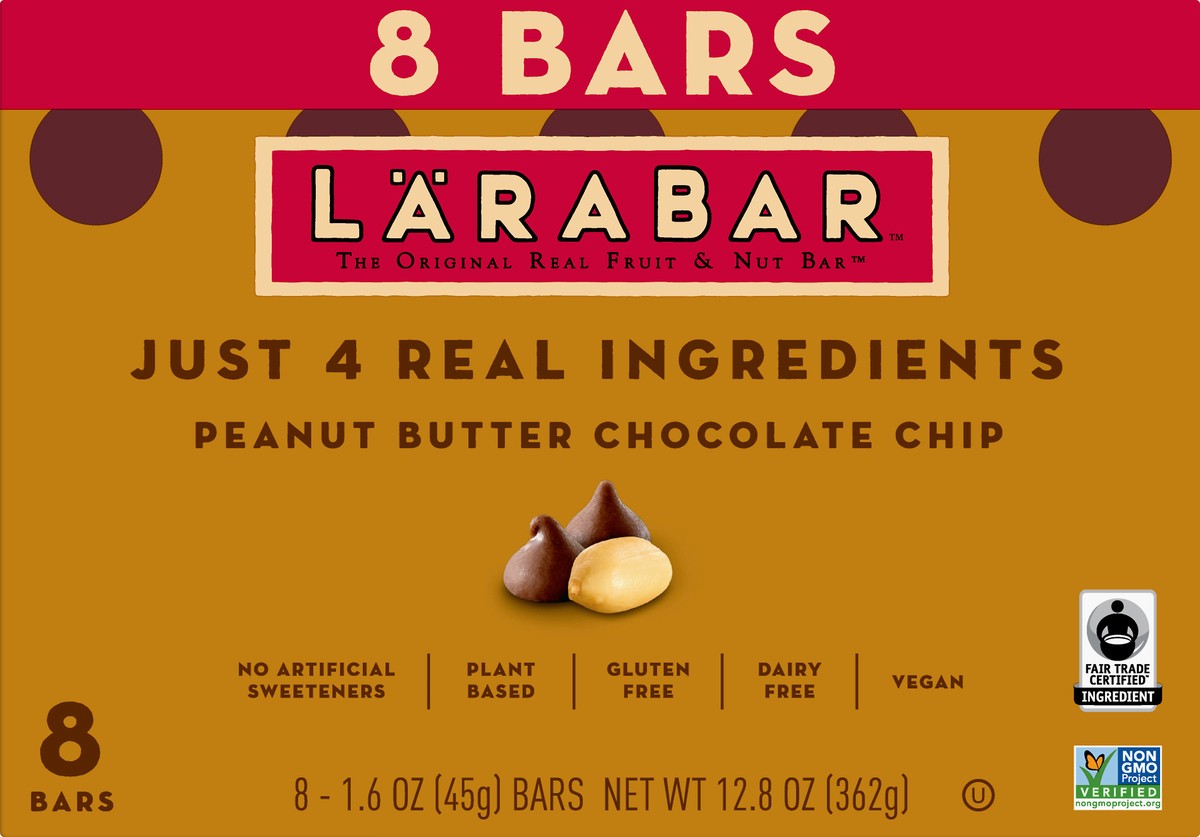 slide 7 of 9, LÄRABAR Peanut Butter Chocolate Chip, Gluten Free Fruit & Nut Bar, 8 Ct, 8 ct