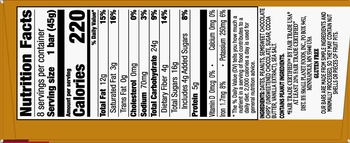 slide 8 of 9, LÄRABAR Peanut Butter Chocolate Chip, Gluten Free Fruit & Nut Bar, 8 Ct, 8 ct