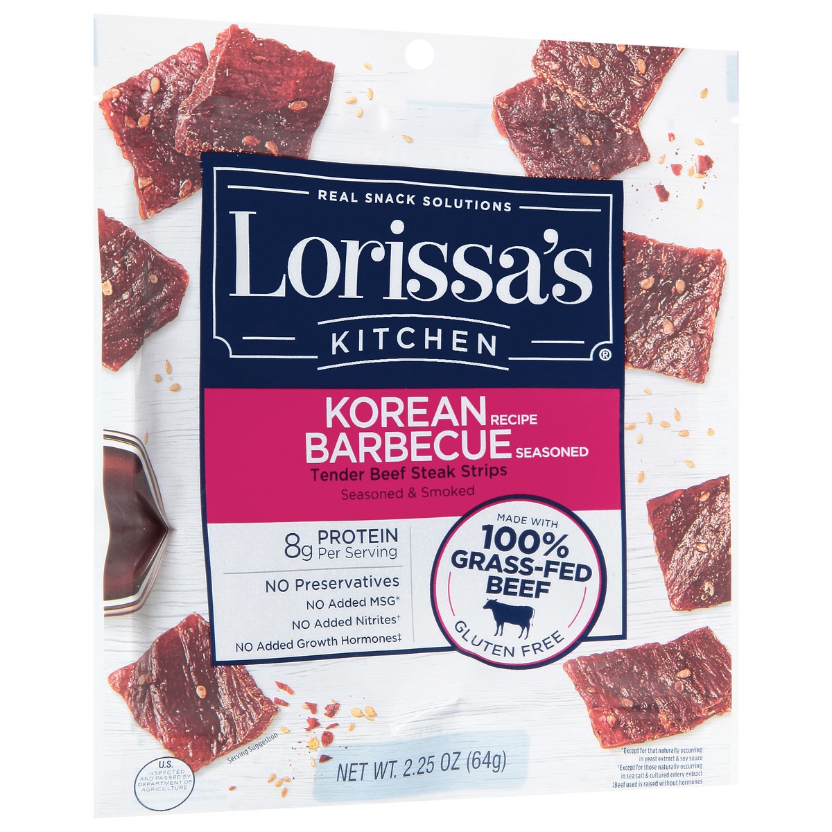 slide 6 of 12, Lorissa's Kitchen Korean Barbecue Beef Steak Strips Jerky, 2.25 oz