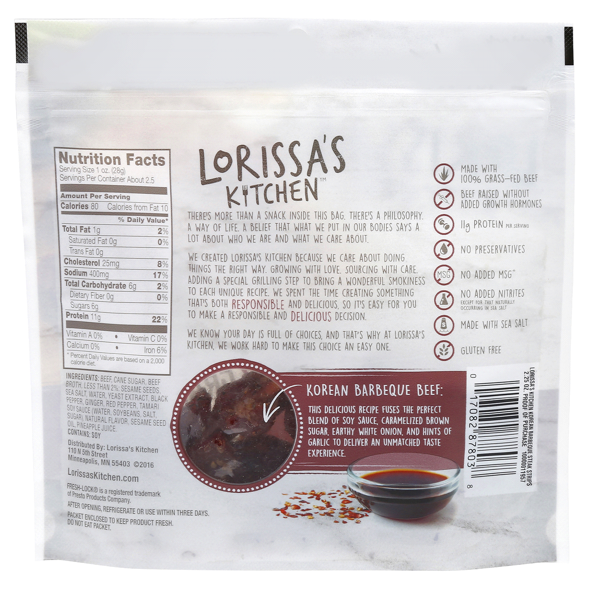 slide 12 of 12, Lorissa's Kitchen Korean Barbecue Beef Steak Strips Jerky, 2.25 oz