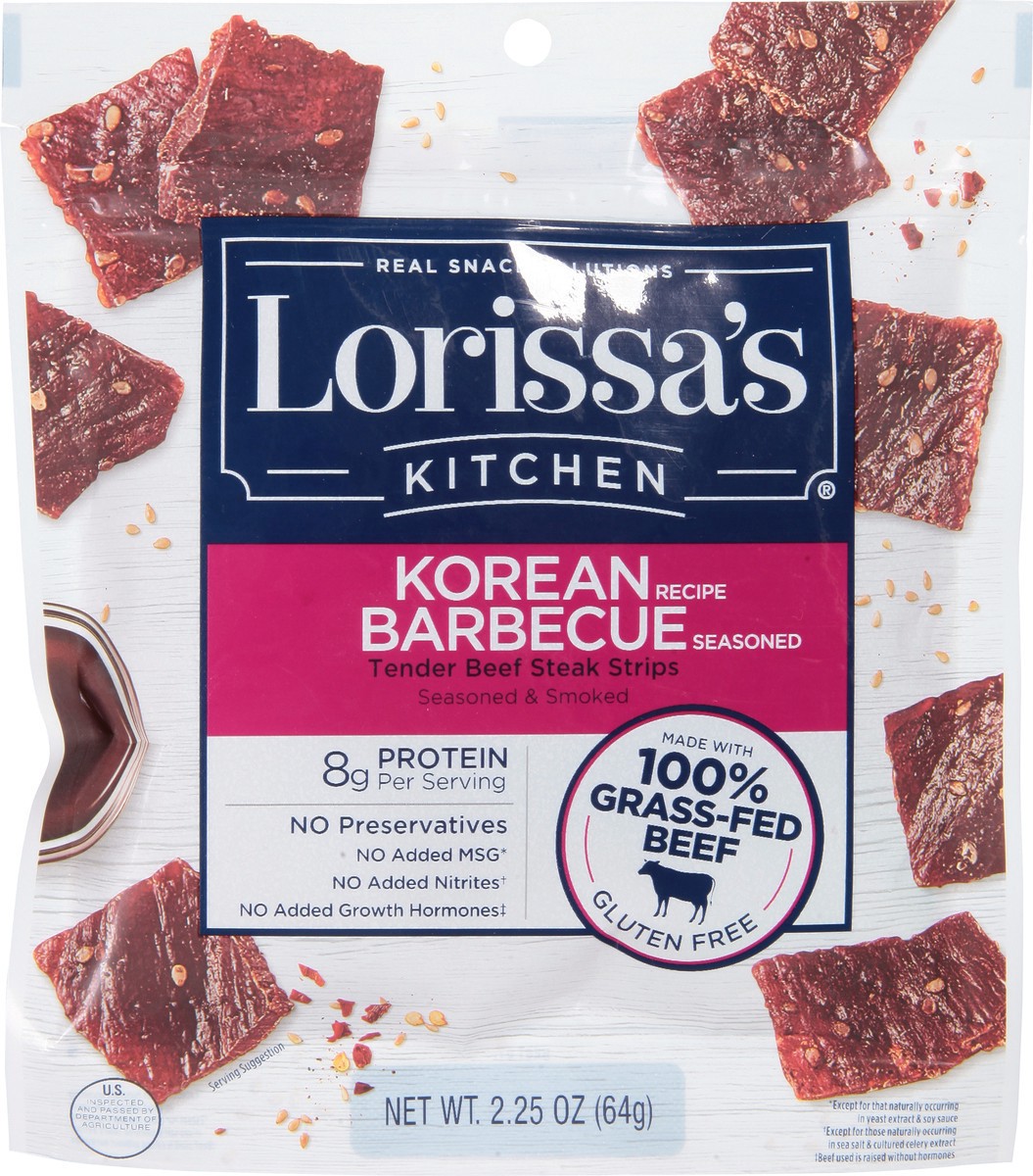 slide 5 of 12, Lorissa's Kitchen Korean Barbecue Beef Steak Strips Jerky, 2.25 oz