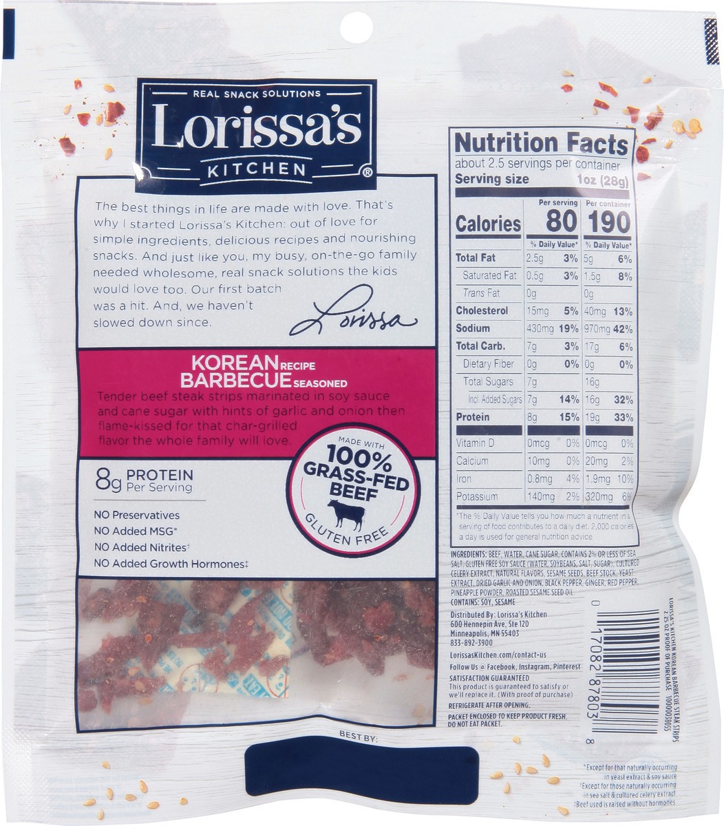 slide 9 of 12, Lorissa's Kitchen Korean Barbecue Beef Steak Strips Jerky, 2.25 oz