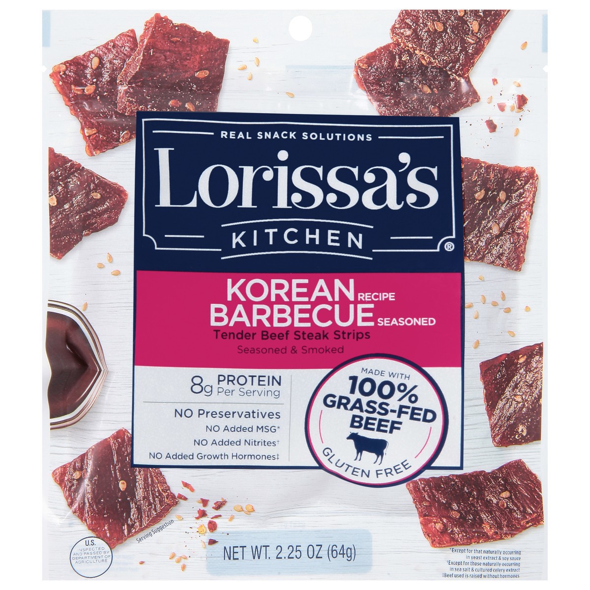 slide 4 of 12, Lorissa's Kitchen Korean Barbecue Beef Steak Strips Jerky, 2.25 oz