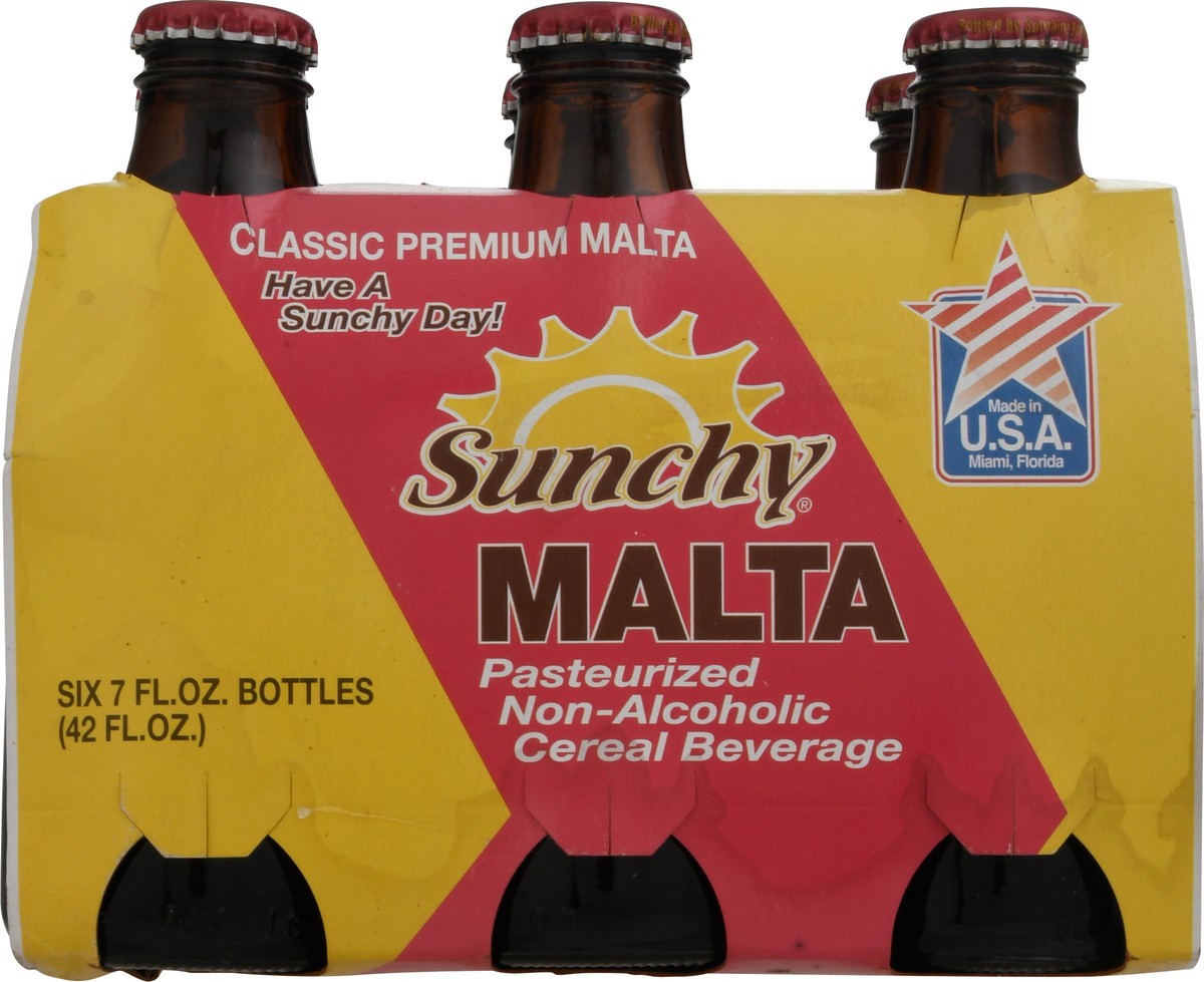 slide 9 of 11, Sunchy Non-Alcoholic Pasteurized Cereal Beverage Malta 6 - 7 oz Bottles, 6 ct