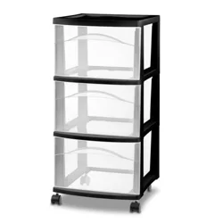 Sterilite 3 Drawer Cart Black