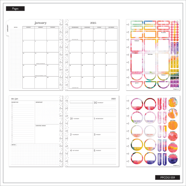slide 8 of 10, 2025 Happy Planner Monthly/Weekly Classic Planner, 7"" X 9-1/4"", Bright & Brushy, January 2025 To December 2025, Ppcd12-559, 1 ct