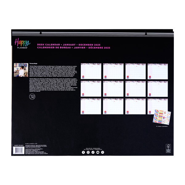 slide 4 of 4, 2025 Happy Planner Monthly Desk Calendar, 22"" X 17"", Pop Of Joy, January 2025 To December 2025, Pdc3D12-086, 1 ct