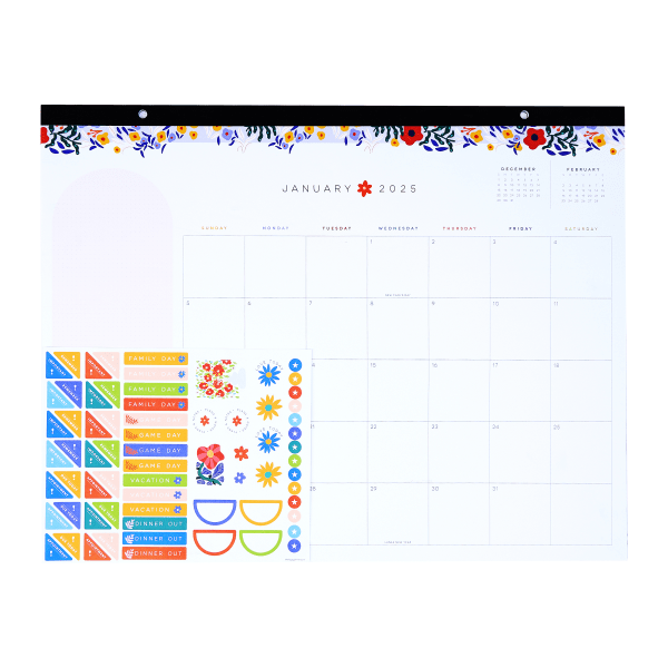 slide 2 of 4, 2025 Happy Planner Monthly Desk Calendar, 22"" X 17"", Pop Of Joy, January 2025 To December 2025, Pdc3D12-086, 1 ct