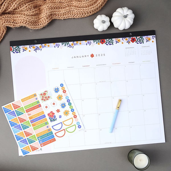 slide 3 of 4, 2025 Happy Planner Monthly Desk Calendar, 22"" X 17"", Pop Of Joy, January 2025 To December 2025, Pdc3D12-086, 1 ct