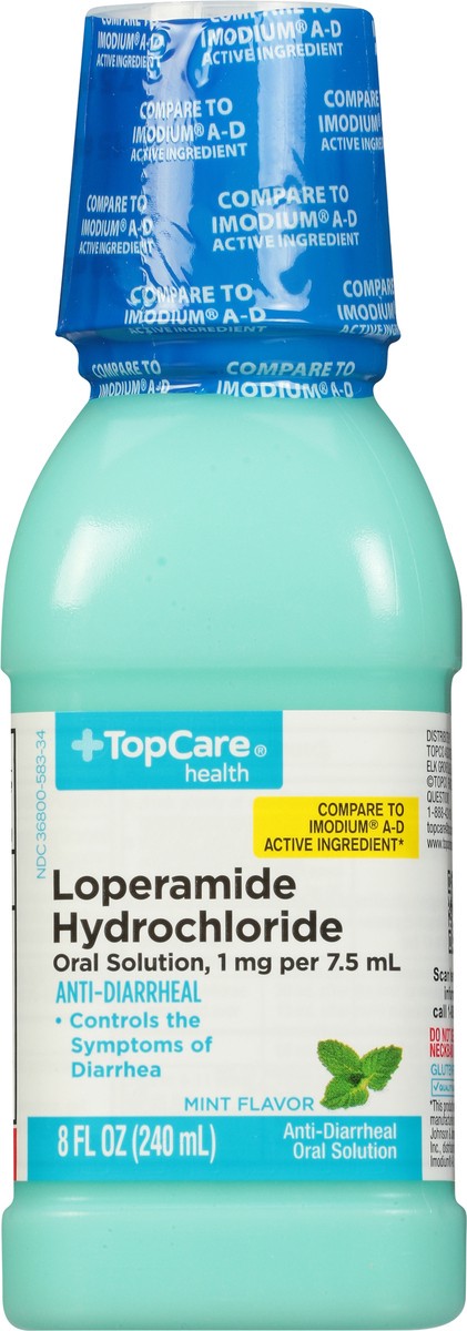 slide 2 of 10, TopCare Health 1 mg Mint Flavor Loperamide Hydrochloride 8 fl oz, 8 fl oz