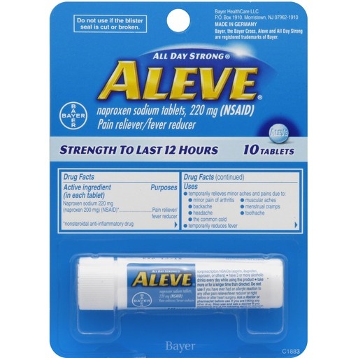 slide 1 of 1, Aleve Pain reliever/fever reducer Naproxen 220 mg Tablets, 10 ct