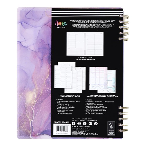 slide 9 of 10, 2025 Happy Planner Big Customizable Twin Loop Monthly/Weekly Planner, 8-1/2"" X 11"", Ethereal Elements, January 2025 To December 2025, Pctlbd12-010, 1 ct