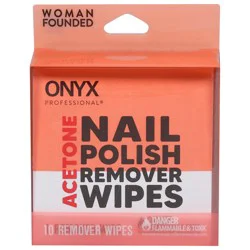 Onyx Professional Acetone Nail Polish Remover Wipes 10 ea