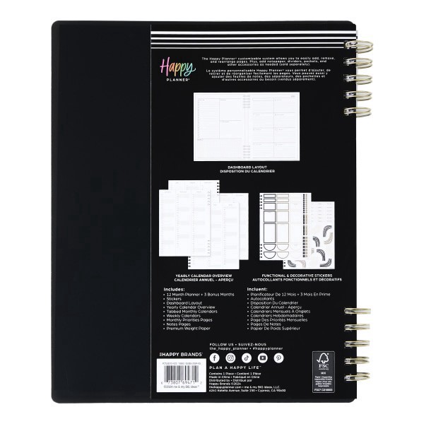 slide 4 of 10, 2025 Happy Planner Big Customizable Twin Loop Monthly/Weekly Planner, 8-1/2"" X 11"", Modern Texture, January To December, Pctlbd12-023, 1 ct