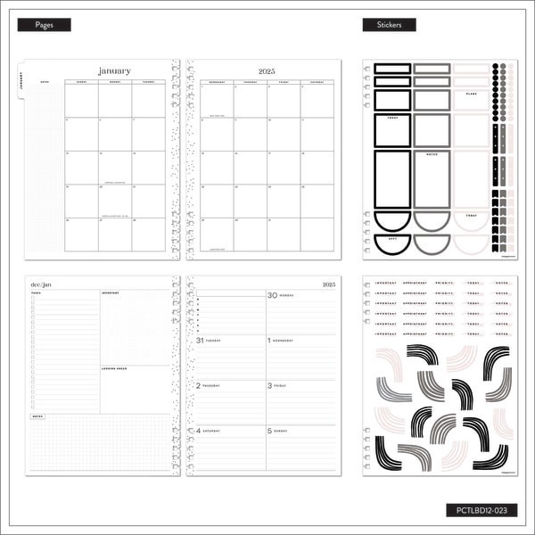 slide 9 of 10, 2025 Happy Planner Big Customizable Twin Loop Monthly/Weekly Planner, 8-1/2"" X 11"", Modern Texture, January To December, Pctlbd12-023, 1 ct