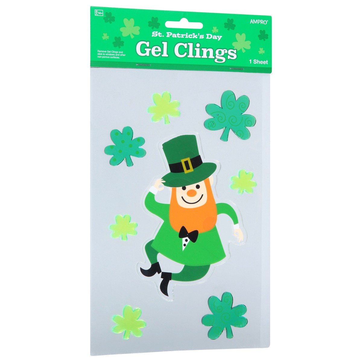 slide 2 of 9, Ampro Leprechaun Gel Cling - Green, 1 ct