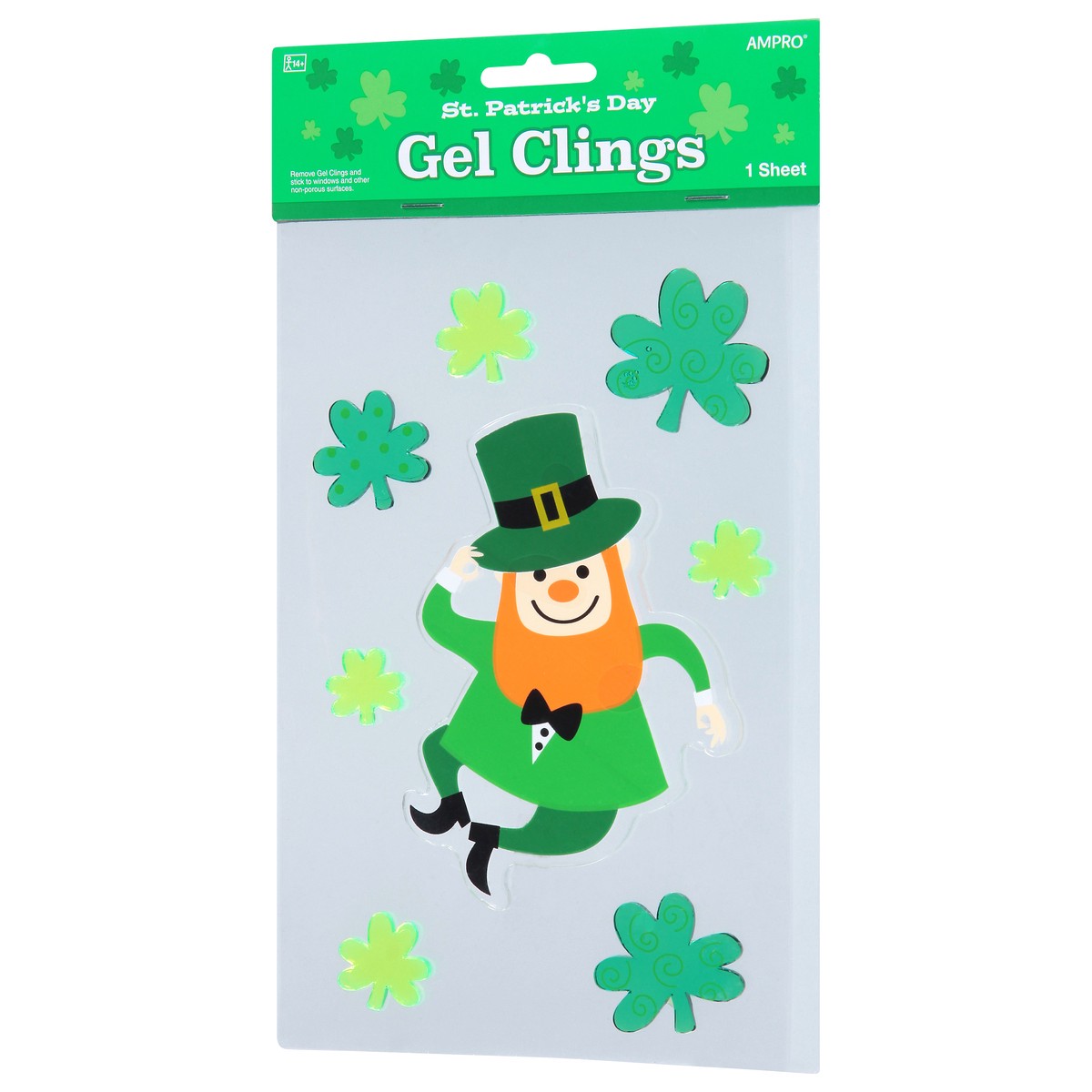 slide 3 of 9, Ampro Leprechaun Gel Cling - Green, 1 ct