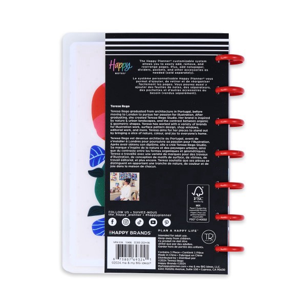 slide 3 of 7, Happy Planner Mini Disc Bound Notebook, 4-5/8"" X 7"", Dotted Rule, 60 Sheets, Pop Of Joy, 60 ct