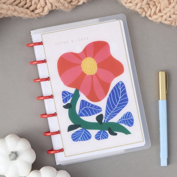 slide 5 of 7, Happy Planner Mini Disc Bound Notebook, 4-5/8"" X 7"", Dotted Rule, 60 Sheets, Pop Of Joy, 60 ct