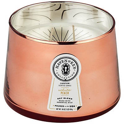 slide 1 of 1, Haven & Key White Peach Luster Scented Soy Blend Candle, 16 oz
